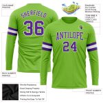 Neon Green Purple-White Long Sleeve Performance Shirt - Custom Design T-Shirt Custom Neon Green Purple-White Long Sleeve