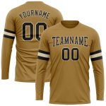Old Gold Black Cream Performance Long Sleeve T-Shirt - Custom Fit Custom Old Gold Black-Cream Long Sleeve Performance T-Shirt