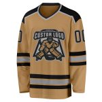 Old Gold Black-Gray Hockey Jersey Custom Design - Personalized Team Apparel Custom Old Gold Black-Gray Hockey Jersey