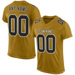 Custom Old Gold Black White Football Jersey - Authentic Mesh Design Custom Old Gold Black-White Mesh Authentic Football Jersey