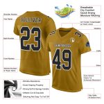 Custom Old Gold Black White Football Jersey - Authentic Mesh Design Custom Old Gold Black-White Mesh Authentic Football Jersey