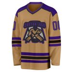 Custom Purple Black Old Gold Hockey Jersey for Men and Women, Personalized Team Apparel Custom Old Gold Purple-Black Hockey