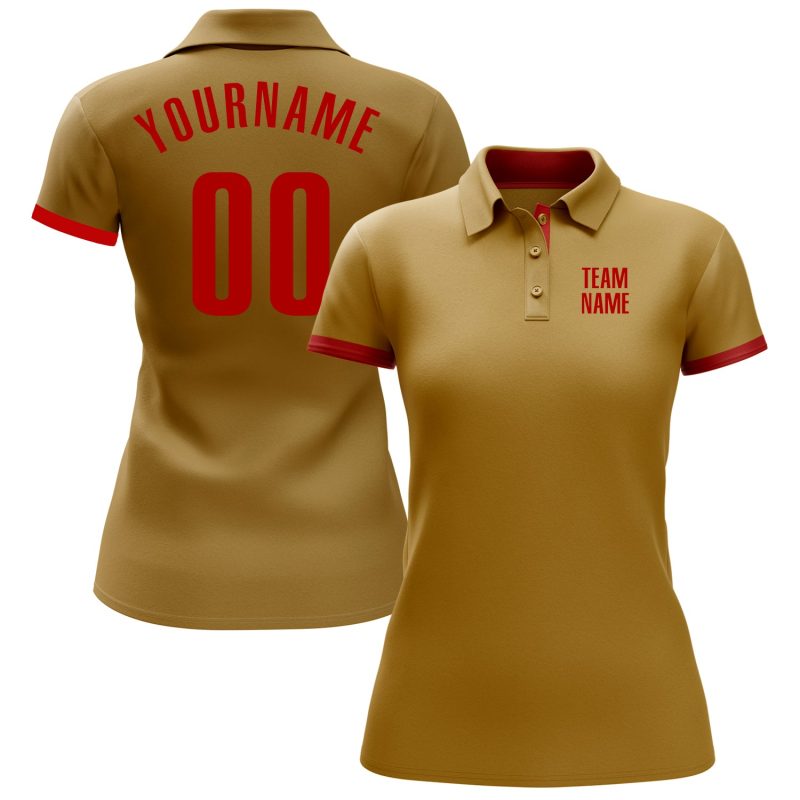 Custom Old Gold Red Performance Golf Polo Shirt for Men - Premium Fit, Moisture-Wicking Fabric, Ideal for Sports and Leisure