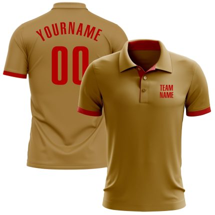 Custom Old Gold Red Performance Golf Polo Shirt for Men - Premium Fit, Moisture-Wicking Fabric, Ideal for Sports and Leisure