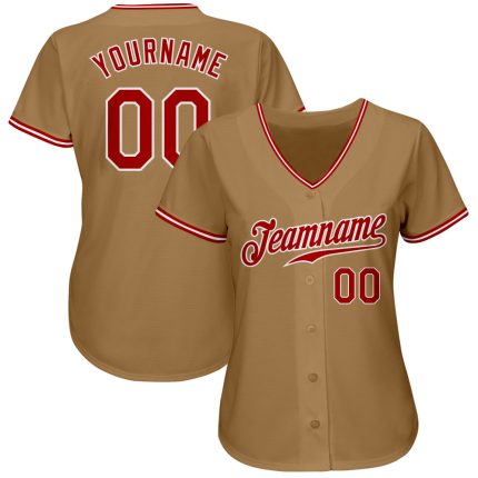 Old Gold Red White Authentic Baseball Jersey - Custom Team Sports Apparel Custom Old Gold Red-White Authentic Baseball Jersey