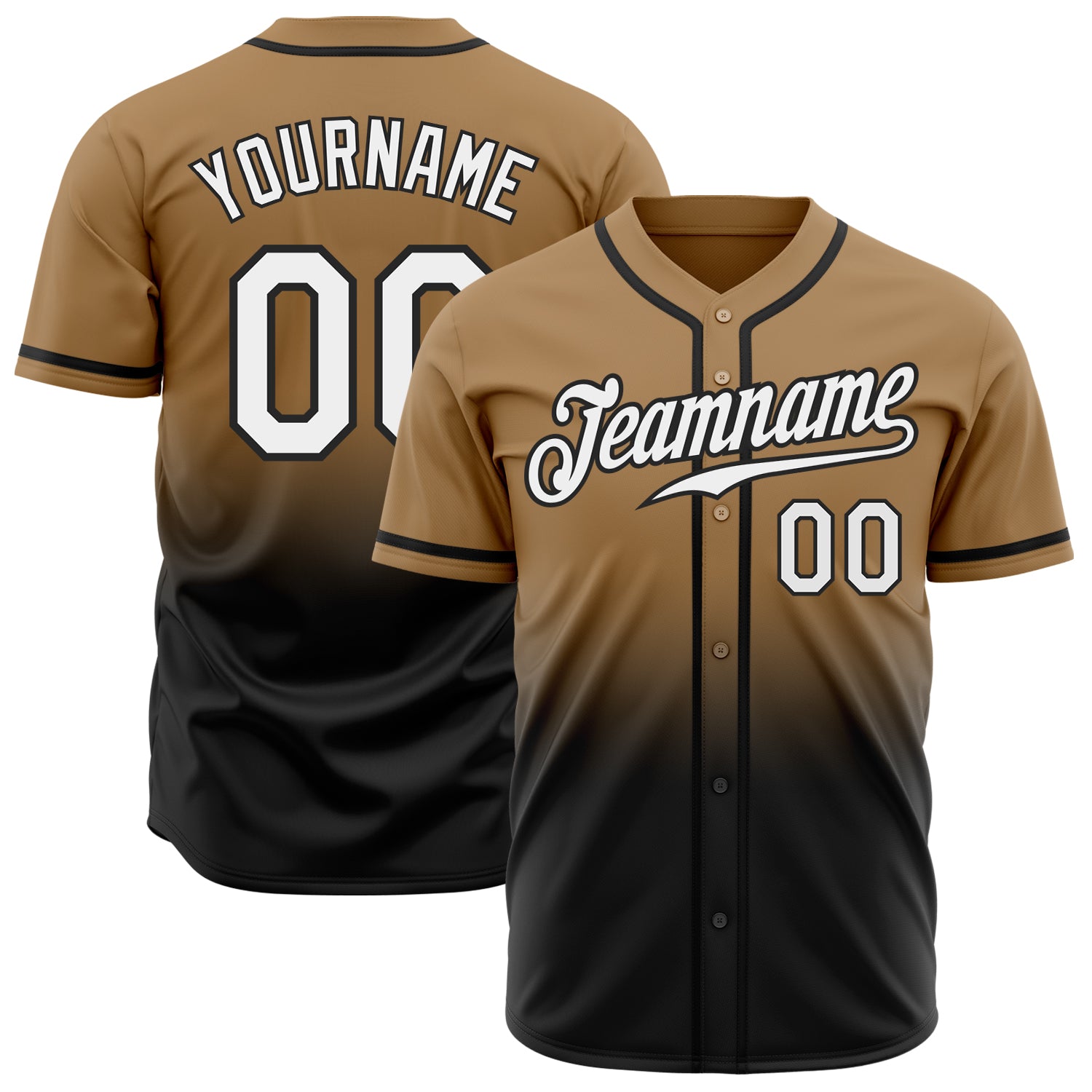 Old Gold White-Black Authentic Fade Fashion Baseball Jersey - Custom Design Custom Old Gold White-Black Authentic Fade Fashion