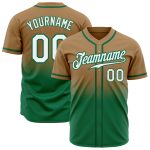 Old Gold White Kelly Green Fade Fashion Baseball Jersey - Custom Authentic Design Custom Old Gold White-Kelly Green Authentic