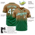 Old Gold White Kelly Green Fade Fashion Baseball Jersey - Custom Authentic Design Custom Old Gold White-Kelly Green Authentic