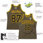 Olive Black-Gold Custom Basketball Jersey - Authentic Throwback Salute To Service Custom Olive Black-Gold Authentic Throwback