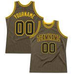 Olive Black-Gold Custom Basketball Jersey - Authentic Throwback Salute To Service Custom Olive Black-Gold Authentic Throwback