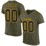 Custom Black-Gold Olive Mesh Football Jersey - Authentic Salute To Service Custom Olive Black-Gold Mesh Authentic Salute