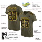 Custom Black-Gold Olive Mesh Football Jersey - Authentic Salute To Service Custom Olive Black-Gold Mesh Authentic Salute