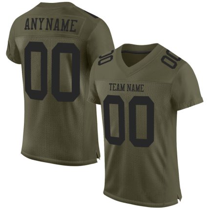 Olive Black Custom Football Jersey - Authentic Salute To Service Edition Custom Olive Black Mesh Authentic Salute To Service