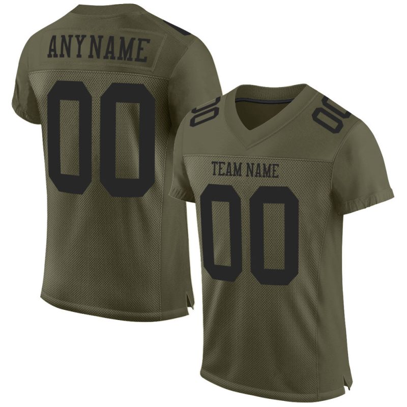 Olive Black Custom Football Jersey - Authentic Salute To Service Edition Custom Olive Black Mesh Authentic Salute To Service