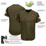 Authentic Salute To Service Black Olive Old Gold Baseball Jersey - Custom Design Custom Olive Black-Old Gold Authentic Salute