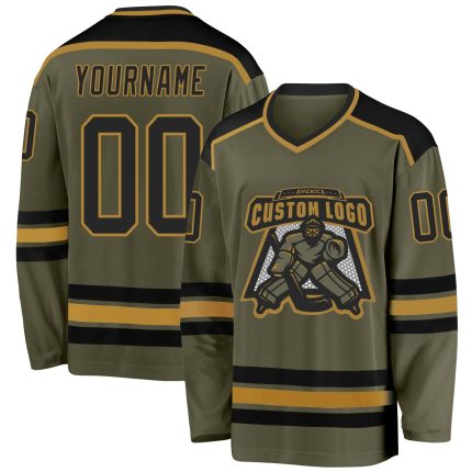 Olive Black Gold Salute To Service Hockey Jersey - Customizable Team Apparel Custom Olive Black-Old Gold Salute To Service
