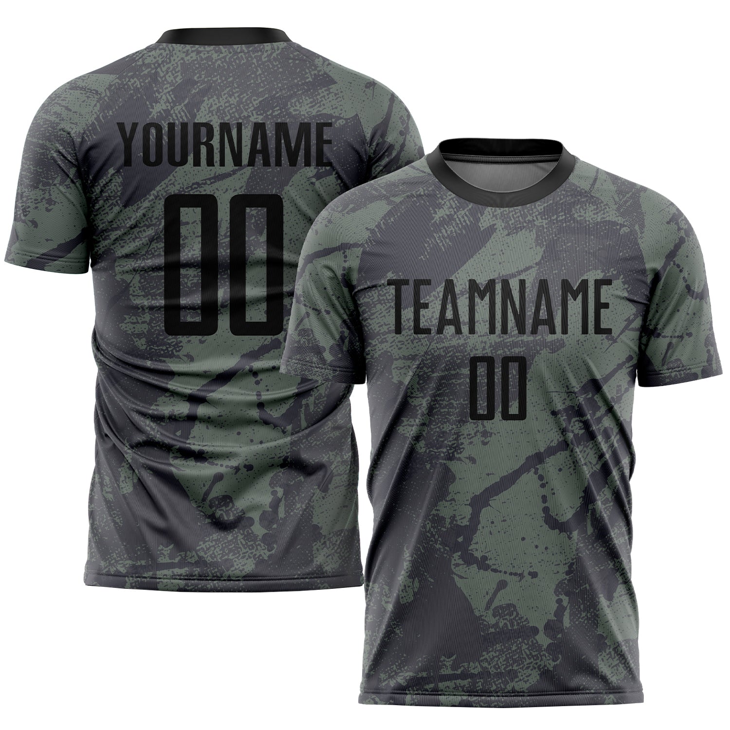 Olive Black Salute To Service Soccer Uniform Jersey - Custom Sublimation Design Custom Olive Black Sublimation Salute To