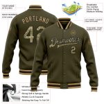 Olive Camo Black and Old Gold Bomber Jacket - Custom Salute To Service Full-Snap Varsity Letterman Custom Olive Camo Black-Old