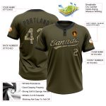 Olive Camo Black Salute to Service Softball Jersey Unisex Two-Button Custom Design Custom Olive Camo-Black Salute To Service
