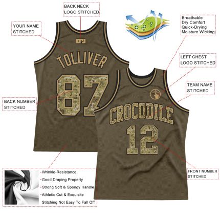 Olive Camo Basketball Jersey - Custom Old Gold Salute To Service Authentic Throwback Custom Olive Camo-Old Gold Authentic