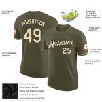 Custom Olive Black Performance T-Shirt for Salute to Service Custom Olive Cream-Black Performance Salute To Service T-Shirt