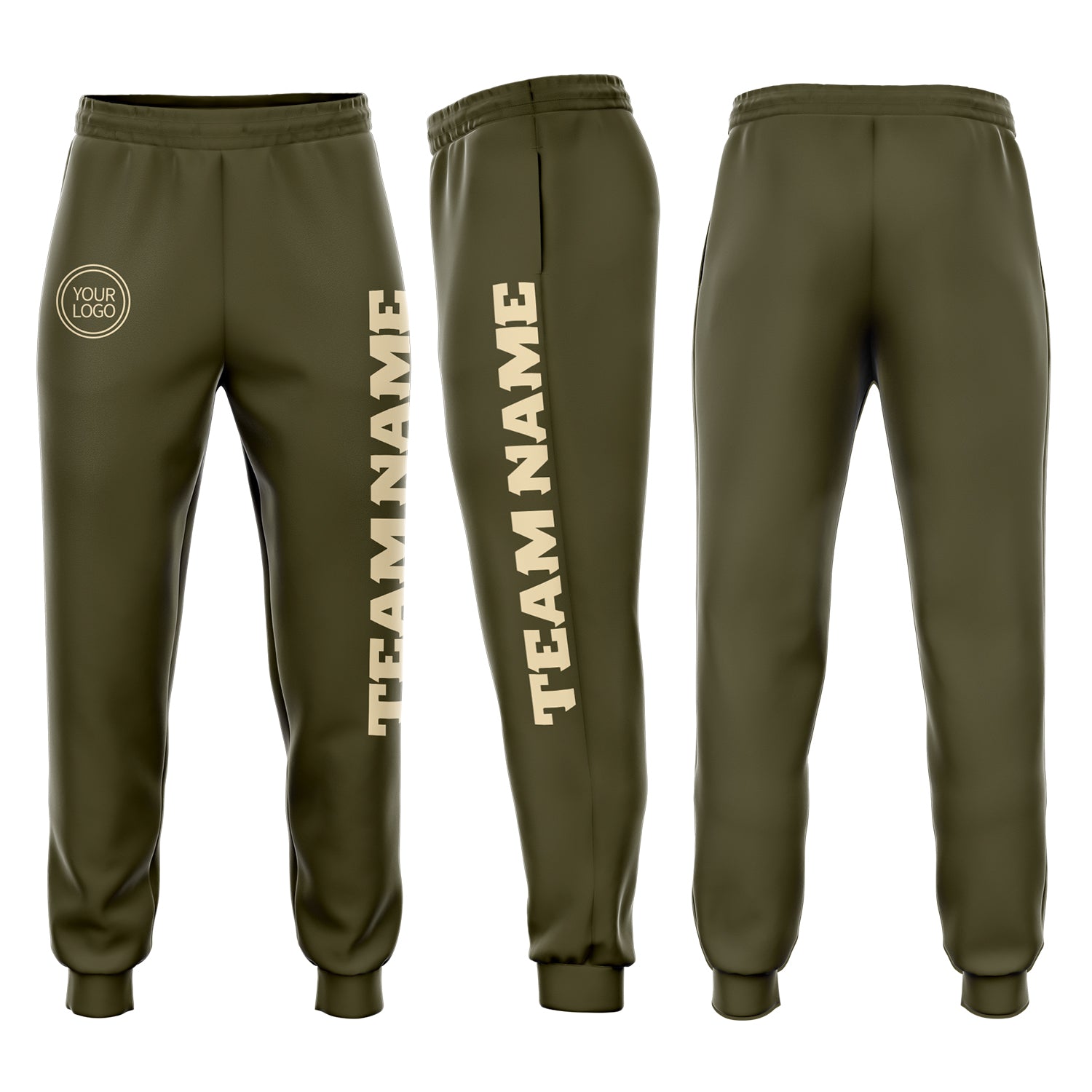 Custom Olive Cream Fleece Jogger Sweatpants - Salute To Service Design Custom Olive Cream Fleece Salute To Service Jogger