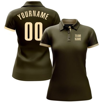 Custom Olive Cream Golf Polo Shirt for Performance and Salute to Service Custom Olive Cream Performance Salute To Service
