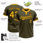 Custom Salute to Service Olive Gold-Black Unisex Softball Jersey - Two-Button Design Custom Olive Gold-Black Salute To Service