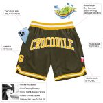 Olive Gold-White Throwback Salute to Service Basketball Shorts - Custom Design Custom Olive Gold-White Authentic Throwback