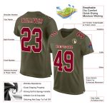 Custom olive, maroon and cream military-inspired football jersey, back view