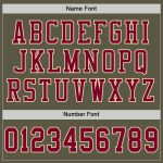 Custom olive, maroon and cream military-inspired football jersey, side view