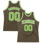 Custom Olive Green-White Neon Basketball Jersey Salute to Service Authentic Throwback Custom Olive Neon Green-White Authentic
