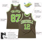 Custom Olive Green-White Neon Basketball Jersey Salute to Service Authentic Throwback Custom Olive Neon Green-White Authentic