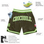 Authentic Salute To Service Basketball Shorts in Custom Olive Neon Green-White Custom Olive Neon Green-White Authentic Throwback