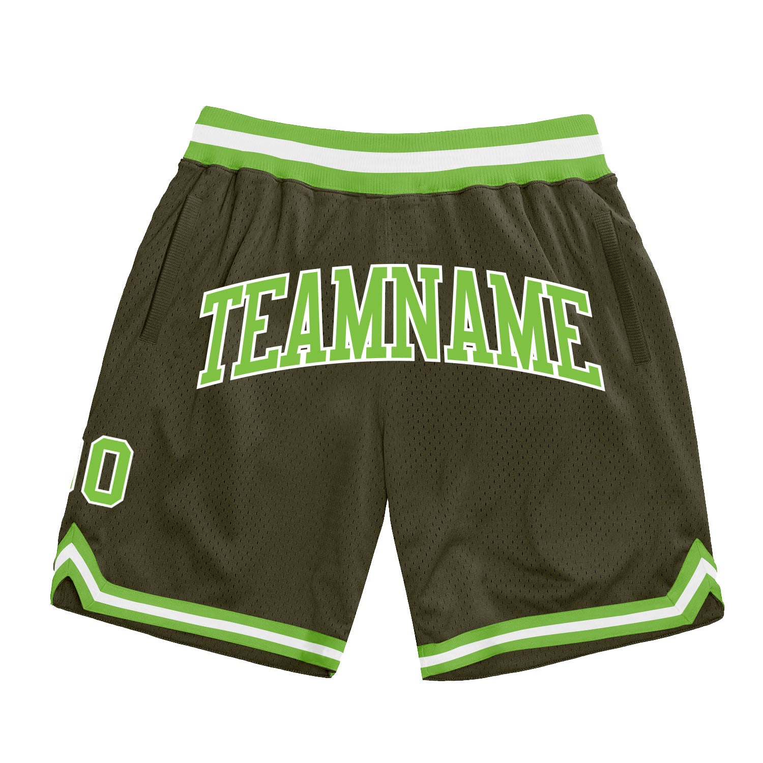 Authentic Salute To Service Basketball Shorts in Custom Olive Neon Green-White Custom Olive Neon Green-White Authentic Throwback