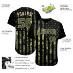 Custom Olive Cream 3D American Flag Baseball Jersey - Authentic Salute to Service Custom Olive Olive-Cream 3D American Flag