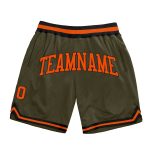 Custom Olive Orange Black Basketball Shorts Salute To Service Authentic Throwback Design Custom Olive Orange-Black Authentic
