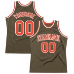 Custom Olive Orange White Basketball Jersey - Authentic Throwback Salute to Service Custom Olive Orange-White Authentic Throwback