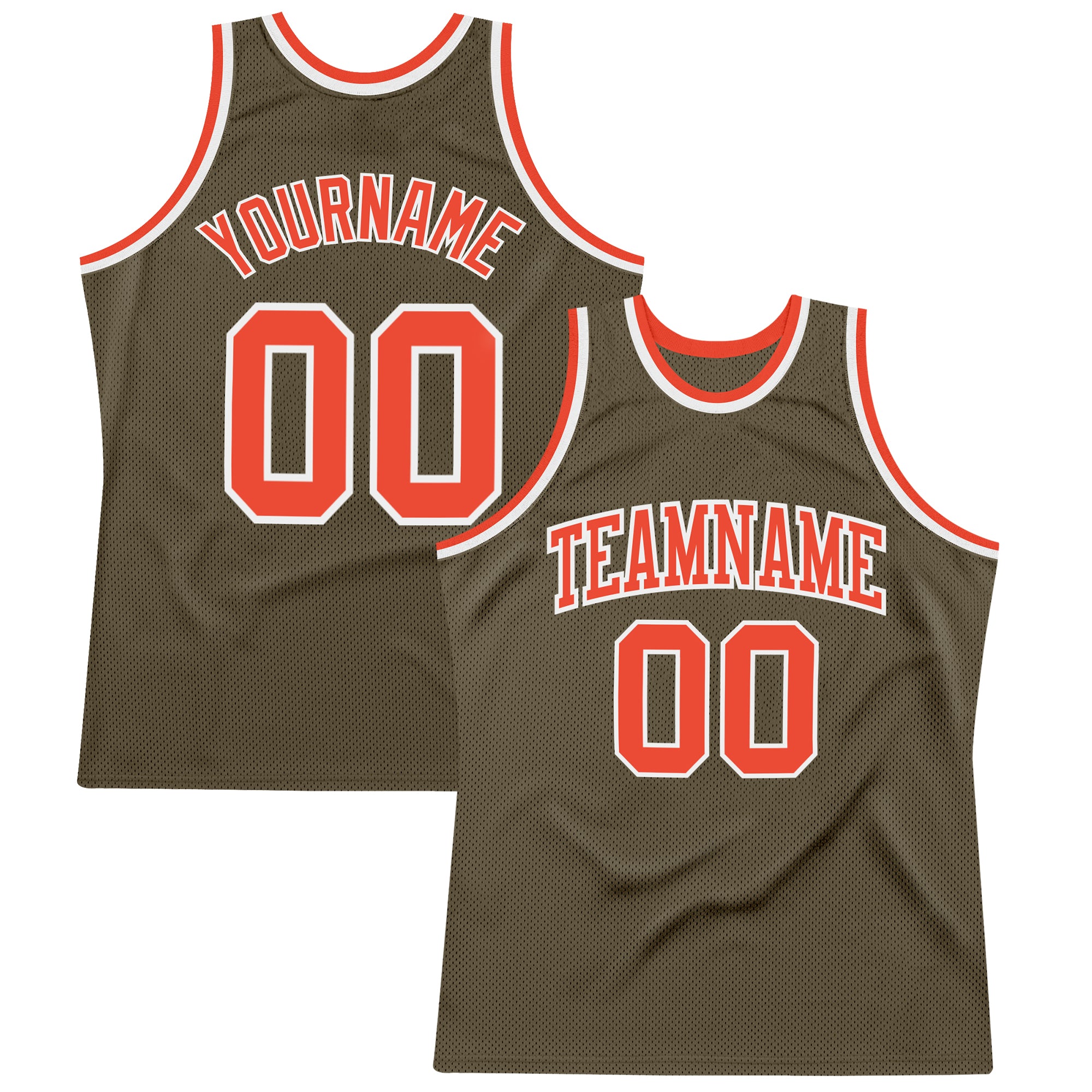 Custom Olive Orange White Basketball Jersey - Authentic Throwback Salute to Service Custom Olive Orange-White Authentic Throwback