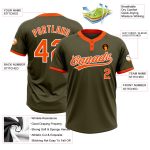 Custom Olive Orange White Salute To Service Jersey for Men and Women Softball Two-Button Design Custom Olive Orange-White