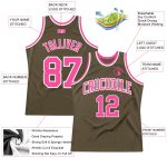 Custom Olive Pink-White Basketball Jersey, Authentic Throwback Salute To Service Design Custom Olive Pink-White Authentic