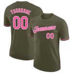 Olive Pink-White Performance T-Shirt for Service Salute Custom Design Custom Olive Pink-White Performance Salute To Service