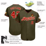 Olive Red-Cream Authentic Baseball Jersey - Custom Salute To Service Design Custom Olive Red-Cream Authentic Salute To Service