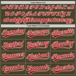 Custom Olive Red-White Salute To Service Softball Jersey Unisex Two-Button Custom Olive Red-White Salute To Service Two-Button