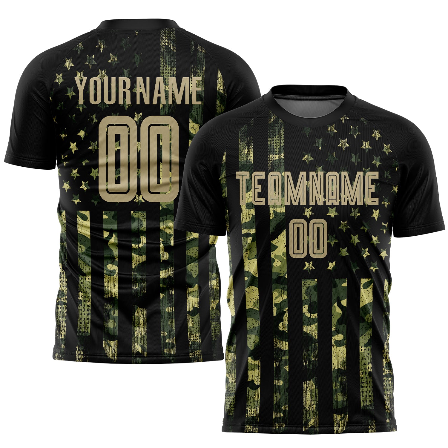 Custom olive, gold and black American flag soccer jersey