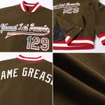 Vintage USA Flag Cream Maroon Bomber Varsity Letterman Jacket Custom Salute to Service Custom Olive Vintage USA Flag Cream-Maroon