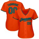 Authentic Custom Baseball Jersey in Orange Aqua-Black, Personalized Sports Jersey for Fans Custom Orange Aqua-Black Authentic