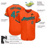 Authentic Custom Baseball Jersey in Orange Aqua-Black, Personalized Sports Jersey for Fans Custom Orange Aqua-Black Authentic