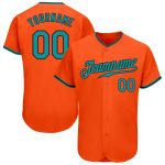 Authentic Custom Baseball Jersey in Orange Aqua-Black, Personalized Sports Jersey for Fans Custom Orange Aqua-Black Authentic