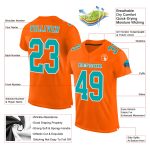 Custom Orange Aqua White Mesh Football Jersey - Authentic Sports Apparel Custom Orange Aqua-White Mesh Authentic Football